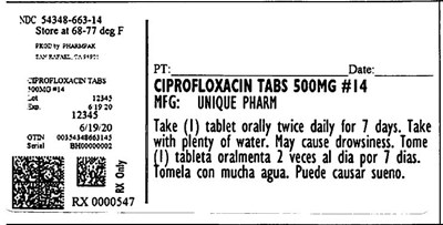 2 - Ciprofloxacin 500mg (54348 663)label2